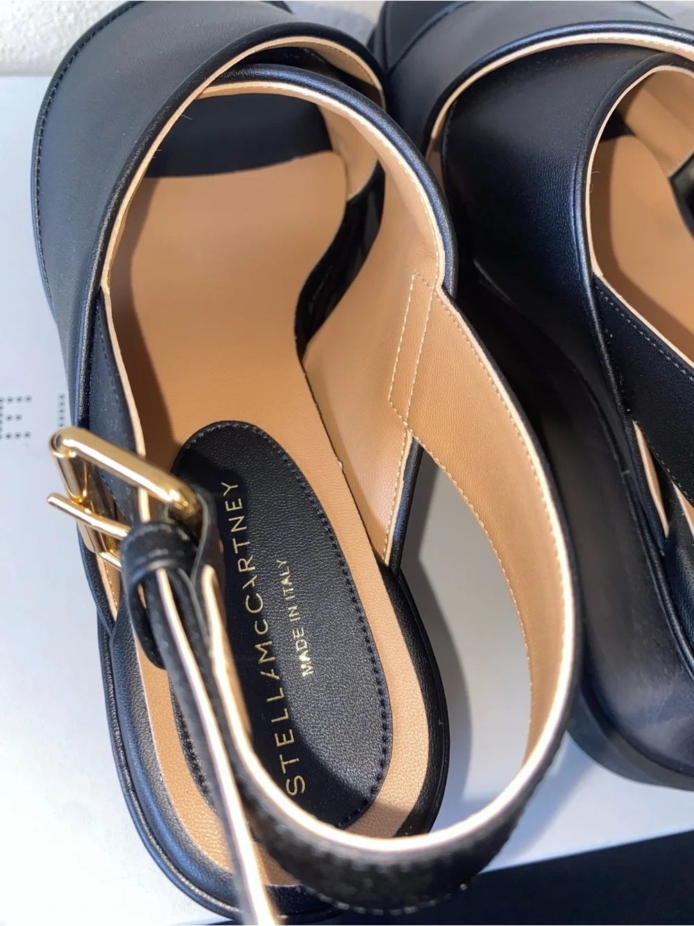 Stella McCartney “ELYSE” Black Crisscross Platform Slingback Sandals Sz 8.5